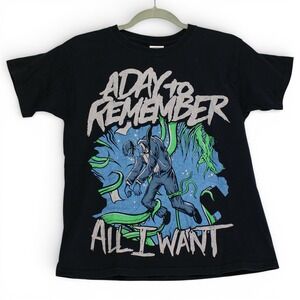 Gildan A Day To Remember T-Shirt Youth Large Black Excellent All I Want Band Tee